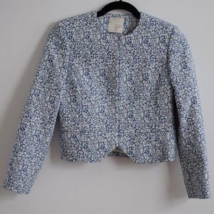 Joie cropped blue white floral blazer jacket
